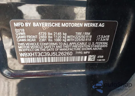 2018 BMW X1 xDrive28I z USA, uszkodzony, nr VIN WBXHT3C39J5L26260